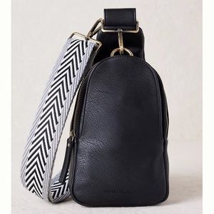 Urban Originals Black Crossbody Sling Bag with Patterned Strap